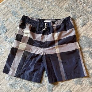 Burberry Kids /Boys Check Swim Shorts - Navy Blue and Gray